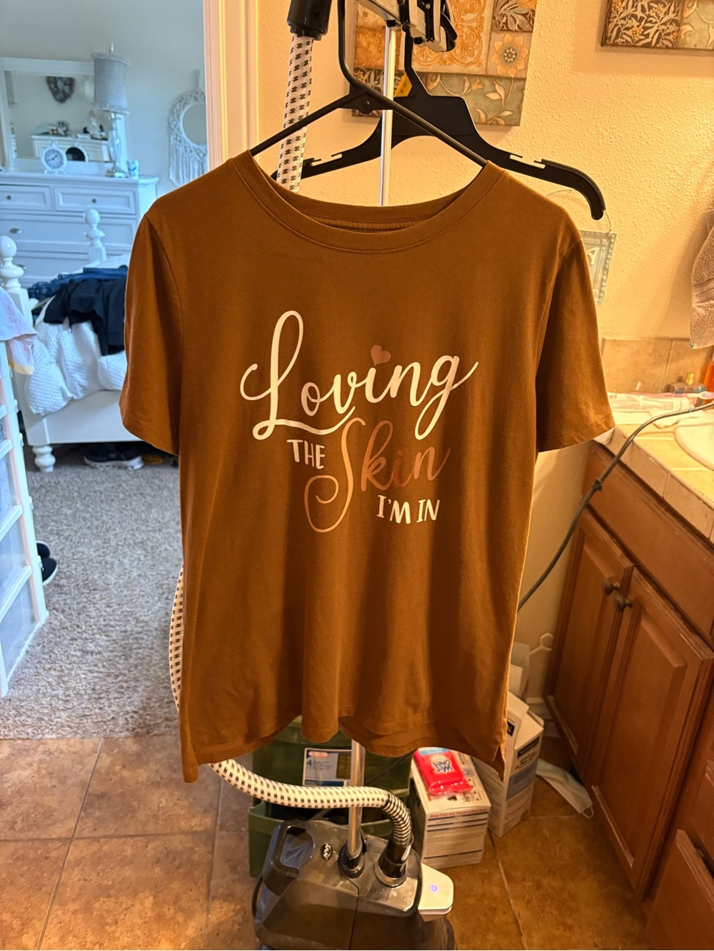 Women’s Brown Short-Sleeve Graphic Tee - Loving The Skin I'm In